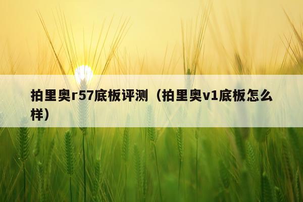 拍里奥r57底板评测（拍里奥v1底板怎么样）