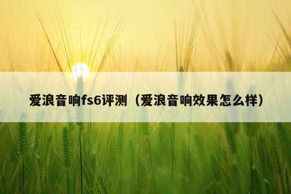 爱浪音响fs6评测(爱浪音响效果怎么样)