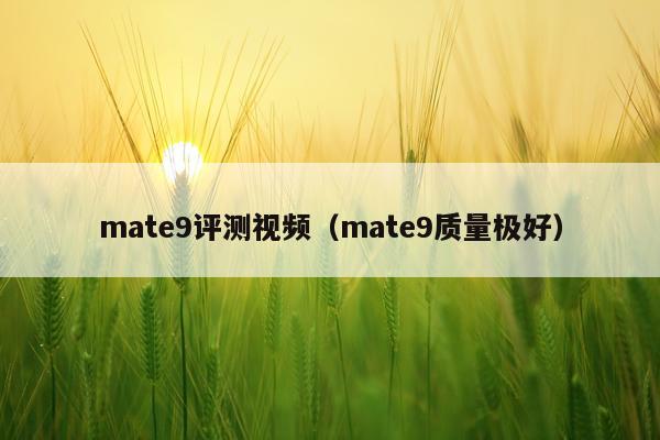 mate9评测视频（mate9质量极好）