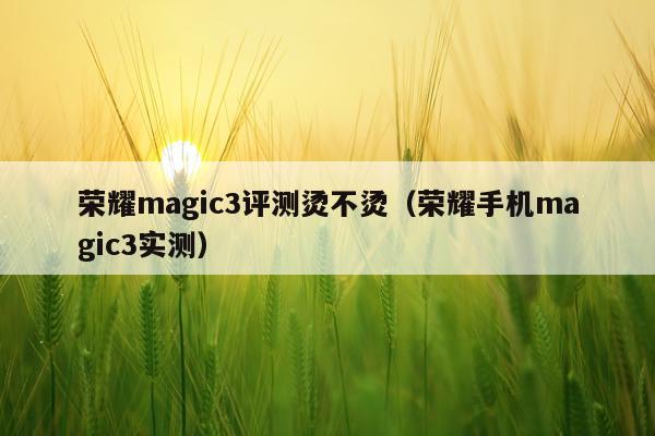 荣耀magic3评测烫不烫（荣耀手机magic3实测）