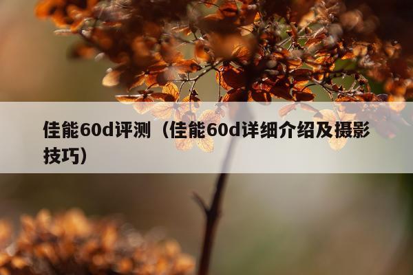 佳能60d评测（佳能60d详细介绍及摄影技巧）