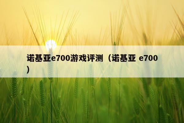 诺基亚e700游戏评测（诺基亚 e700）