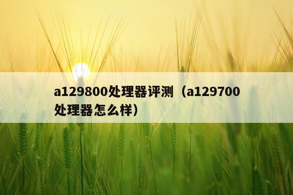 a129800处理器评测（a129700处理器怎么样）