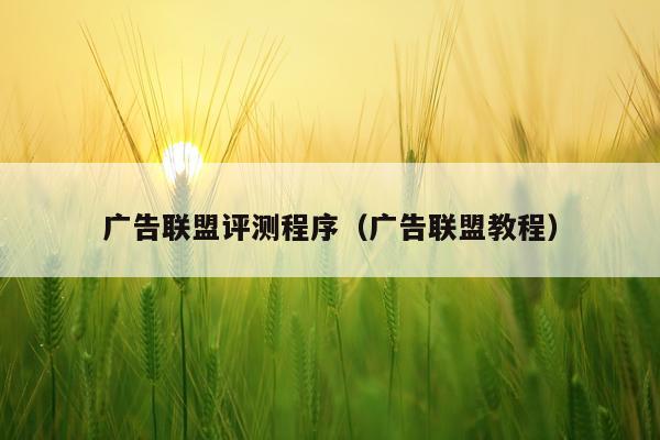 广告联盟评测程序（广告联盟教程）