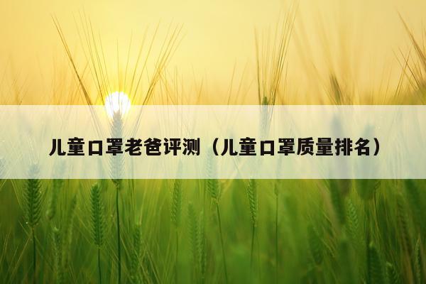 儿童口罩老爸评测（儿童口罩质量排名）