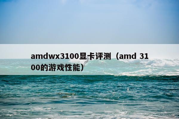 amdwx3100显卡评测（amd 3100的游戏性能）