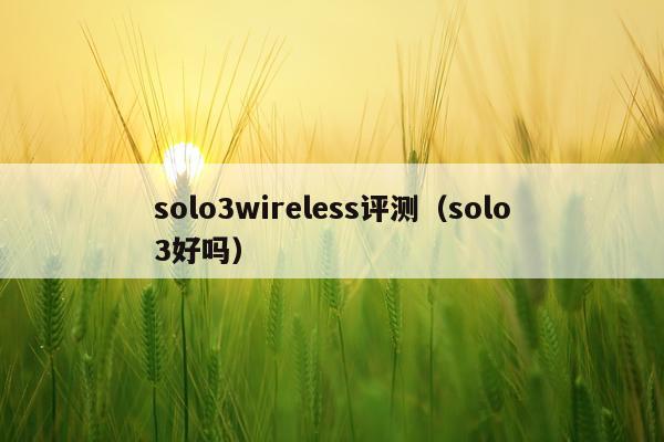 solo3wireless评测（solo3好吗）