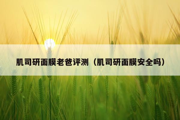 肌司研面膜老爸评测（肌司研面膜安全吗）