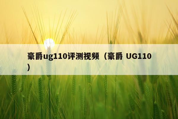 豪爵ug110评测视频（豪爵 UG110）