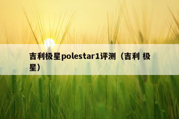 吉利极星polestar1评测（吉利 极星）