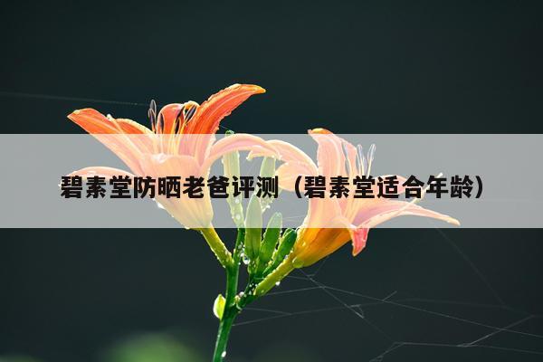 碧素堂防晒老爸评测（碧素堂适合年龄）