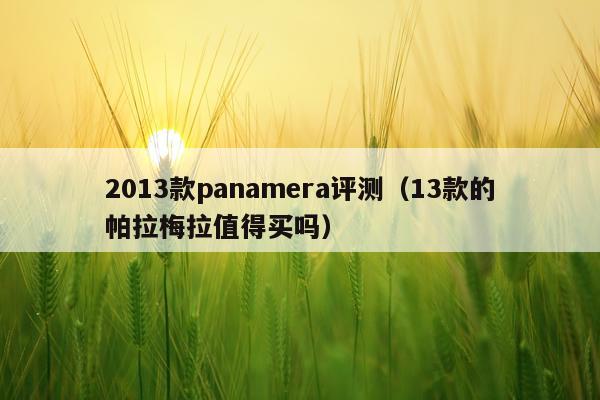2013款panamera评测（13款的帕拉梅拉值得买吗）