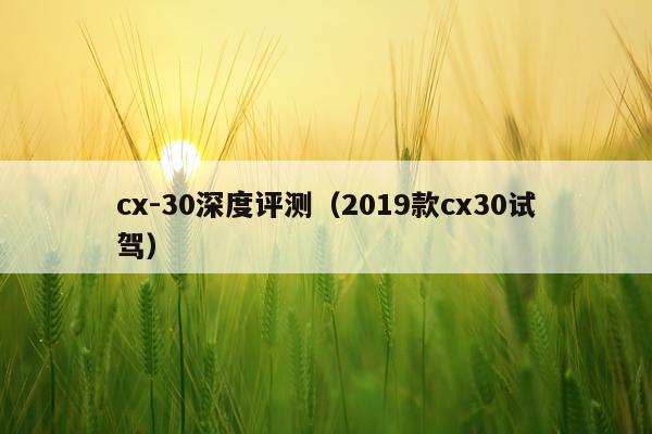 cx-30深度评测（2019款cx30试驾）