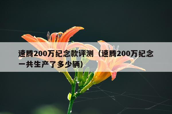 速腾200万纪念款评测（速腾200万纪念一共生产了多少辆）