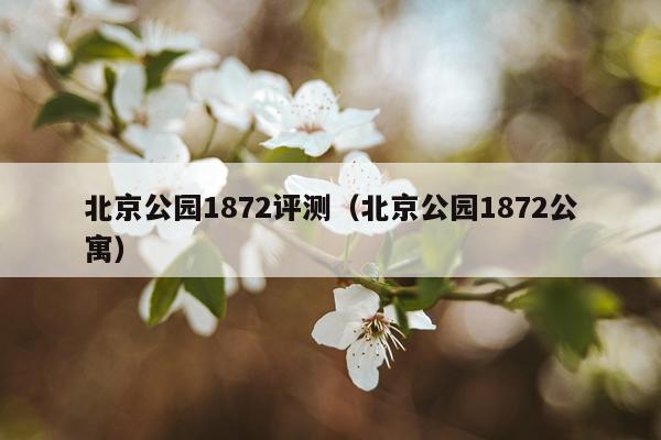 北京公园1872评测（北京公园1872公寓）