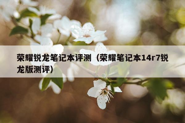 荣耀锐龙笔记本评测（荣耀笔记本14r7锐龙版测评）
