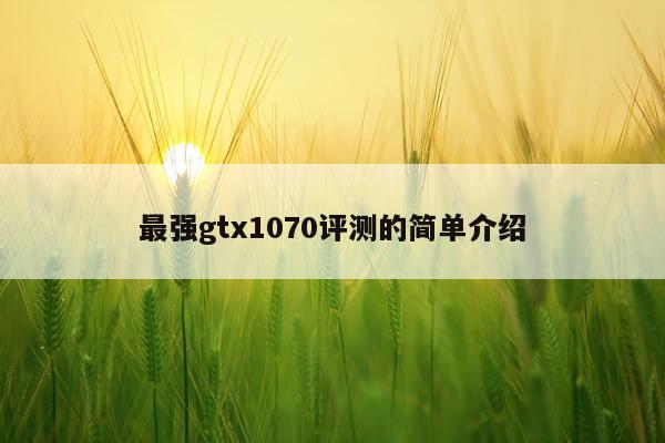 最强gtx1070评测的简单介绍