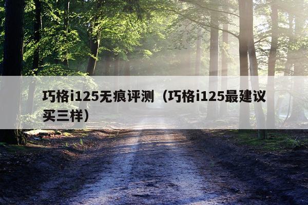 巧格i125无痕评测（巧格i125最建议买三样）