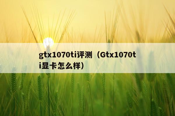 gtx1070ti评测（Gtx1070ti显卡怎么样）
