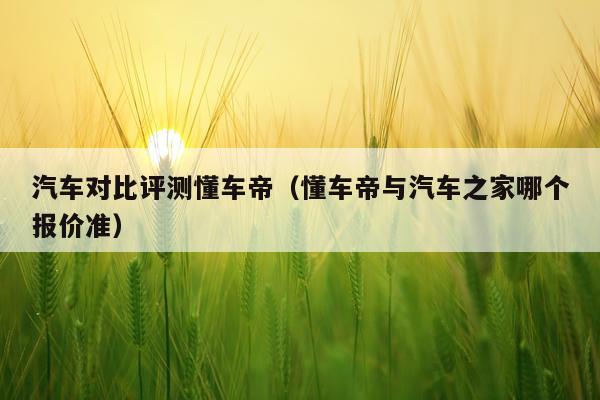 汽车对比评测懂车帝（懂车帝与汽车之家哪个报价准）