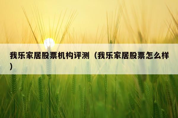 我乐家居股票机构评测（我乐家居股票怎么样）